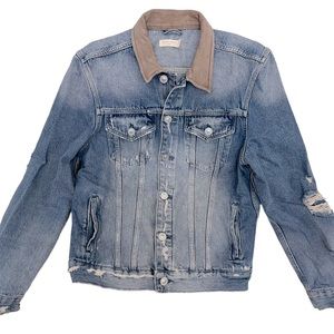 ALLSAINTS DEMIN IREN DISTRSSED SUED COLLAR MEN JACKET, Pre-owned. Like new